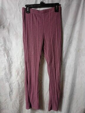 Girls Ribbed Mauve Stretch Leggings